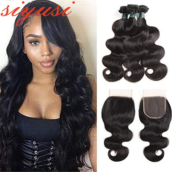 Body Wave Human Hair Bundles With Closure Siyusi Hair Body Wave Bundles With Closure Brazilian Hair Weave Bundles With Closure