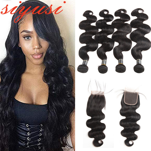 Peruvian Virgin Hair Bundles With Closure Peruvian Body Wave With Closure 3 Bundles With Closure 100% Human Hair Bundles