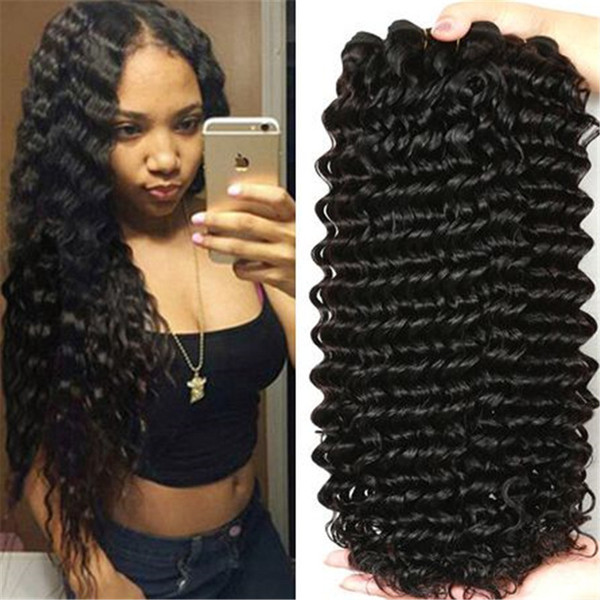 Malaysian Curly Hair 3pcs lot Deep Wave Malaysian Hair Bundles 8-28 inch Natural Black Brazilian Peruvian Indian Curly Hair