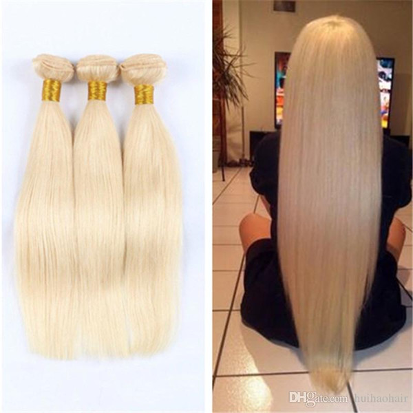 Bleach Blonde 613 Virgin Hair Brazilian Peruvian Indian Malaysian Straight Virgin Blonde Human Hair Weave 3 Bundles Top 10A