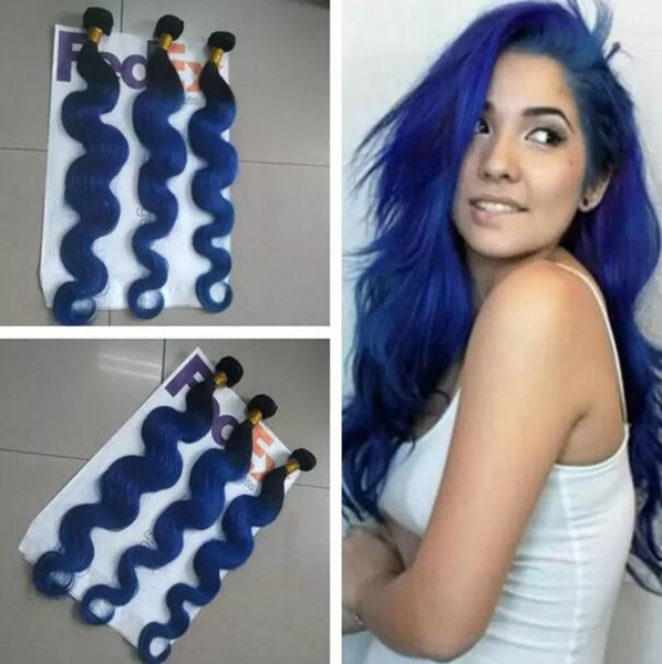 Brazilian Ombre Hair Bundles Blue Ombre Human Hair Extensions Body Wave Peruvian Indian Malaysian Hair Weaves Bundles