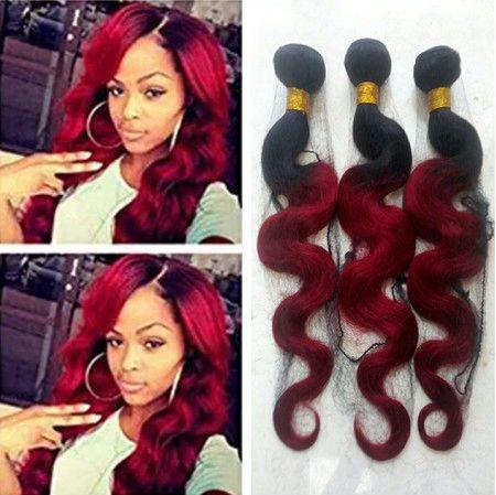 9A Brazilian Body Wave Human Virgin Hair Weaves Ombre Burgundy Red Color Double Wefts Hair Extensions