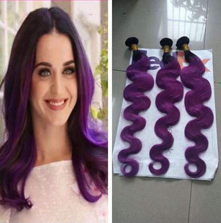 Peruvian Ombre Human Hair Body Wave 3Pcs Black and Purple Two Tone Hair Weaves 3Bundles Ombre Peruvian Human Hair wefts