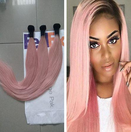 Russian Human Hair #1b Pink Straight Hair Bundles 3Pcs lot Peruvian Indian Malaysian Brazilian Ombre Straight Hair Extensions