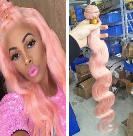 Virgin Brazilian Pink Human Hair Weaves Body Wave 3Pcs Pink Virgin Human Hair Bundles Body Wavy