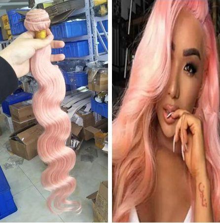 Rose Gold Hair Bundles Pink Human Hair Weave Brazilian Virgin Body Wave Cheap Hair Extension 9a Grade 3Pcs lot