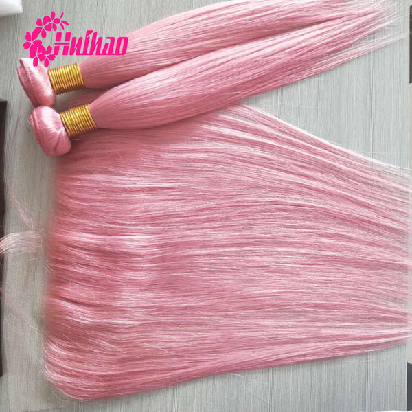 Pink Red Bundles with frontal Human Hair Colored Brazilian sraight Hair Extension 2 3 Bundles with Lace frontal