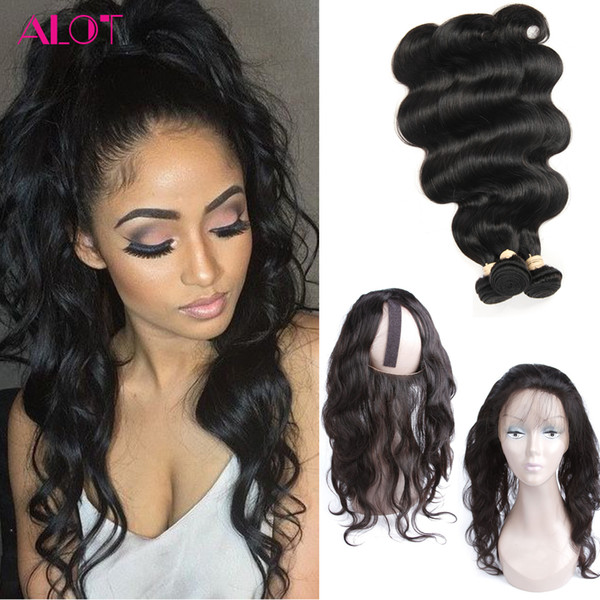 8A Grade 360 Lace Frontal With 3 Bundles Brazilian Virgin Hair Body Wave Weaves with Full Frontal Closure Pre Plucked 4 pcs/Lot