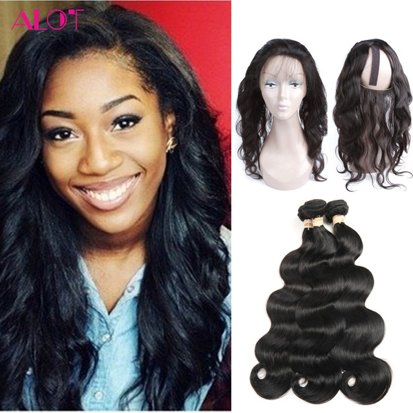 Peruvian Human Hair 3 Bundles Body Wave 360 Lace Frontal with Bundles Brazilian Malaysian Indian Peruvian Human Hair Bundles