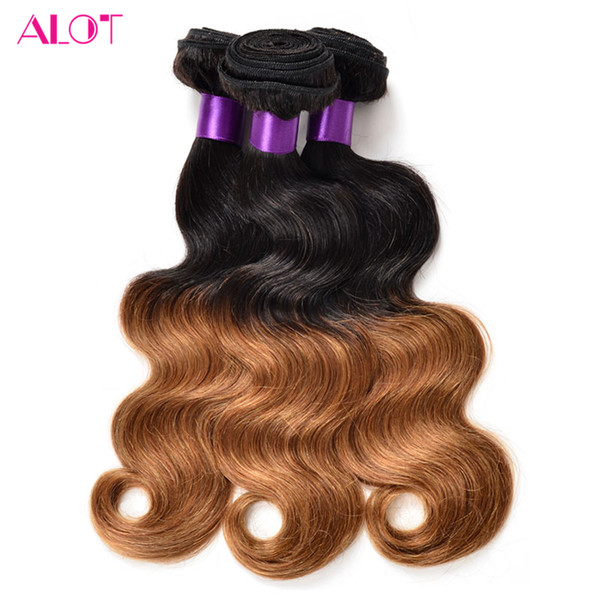 Ombre Hair T 1b 30 Blonde Body Wave Brazilian Hair Virgin Human Hair Weaving 100g 3 Bundles No Shedding No Tangle