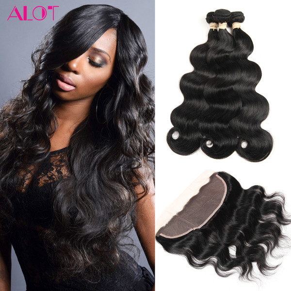 8A Grade Brazilian Virgin Hair Bode Wave 3 Bundles with Lace Frontal Ear to Ear Natural Hairline 13*4 Frontal with Human Hair Weaves