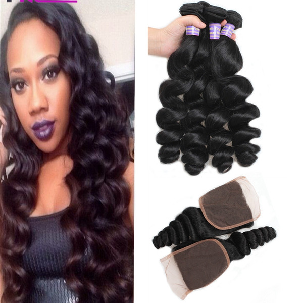 Wholesale Peruvian Hair Virgin Hair Bundles With Closure Loose Wave Body Wave Cheap Brazilian Human Hair Weaving Deep Curly Natural Color