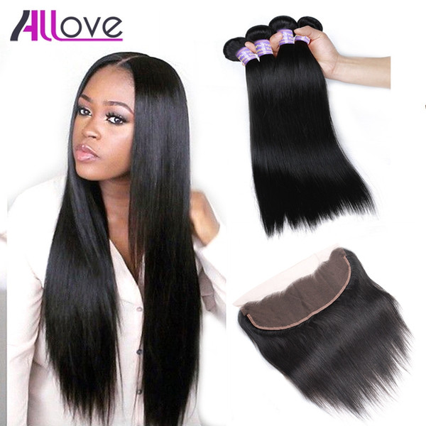 Wholesale Cheap 8A Brazilian Hair Wefts Straight Hair Bundles With Lace Frontal Closure 3Bundles With 13x4 Ear to Ear Lace Frontal Closure