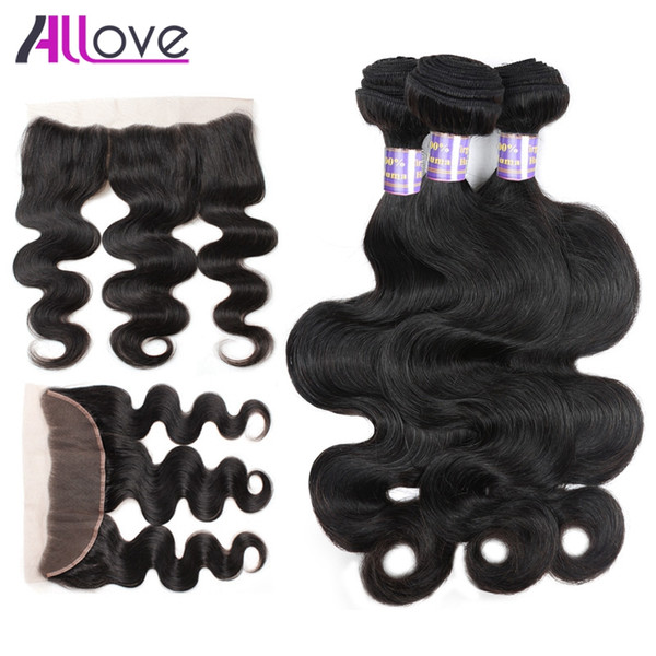 Wholesale Cheap 8A Brazilian Hair Wefts Body Wave Hair Bundles With Lace Frontal Closure 3Bundles With 13x4 Ear to Ear Lace Frontal Closure