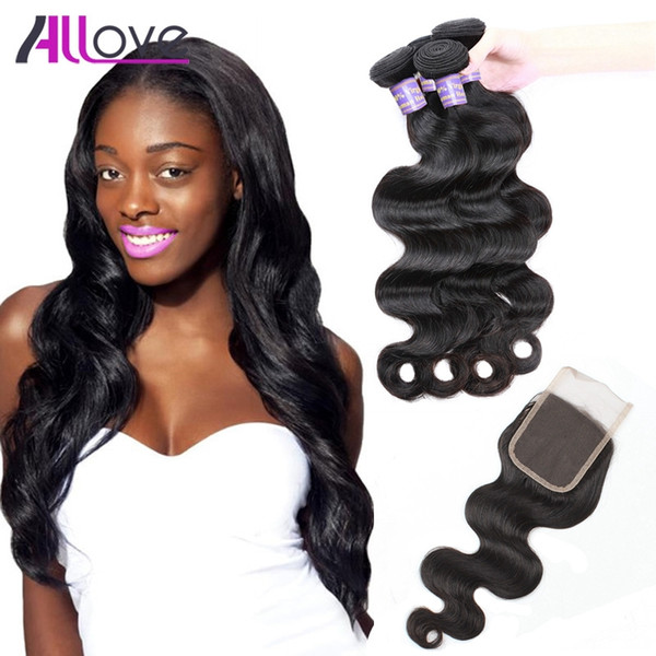 Cheap 8A Unprocessed Remy Human Hair Weave Brazilian Virgin Hair With Closure Extensions 3Bundles Brazilian Body Wave With 4x4 Lace Closure