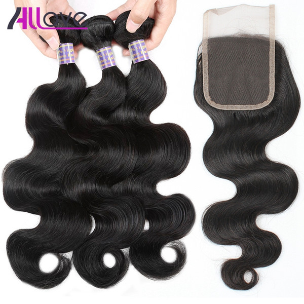 Wholesale Best 10A Brazilian Hair Body Wave with Lace Closure Malaysian Straight Closure Peruvian Hair 3pcs With Closure 