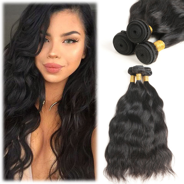 10A Remy Brazilian Natural Wave Hair 3 Bundles 100% Unprocessed Brazilian Virgin Human Hair Weft Cheap Wavy Hair Weave Natural Color