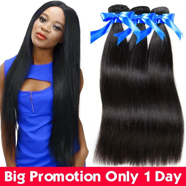 Peruvian Straight Virgin Hair 3 Bundles 100% Unprocessed Human Hair Extensions Straight Hair Weaves Natural Color ( #1B color) No Shedding
