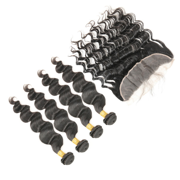 Mongolian Loose Wave Bundles With Closure 4 Bundle Human Hair Weave Remy Hair Ear to Ear Lace Frontal Closure With Bundle 