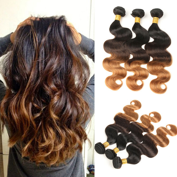 Body Wave Ombre Peruvian Human Hair 3 Bundles T1B/4/30 Blonde Hair Extension Non Remy Hair Weave Can Buy More Pieces