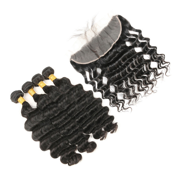 Loose Deep Wave with Frontal Brazilian Virgin Hair Loose Wave Frontal with Bundles 4 Bundles with Frontal Soft and Bouncy 