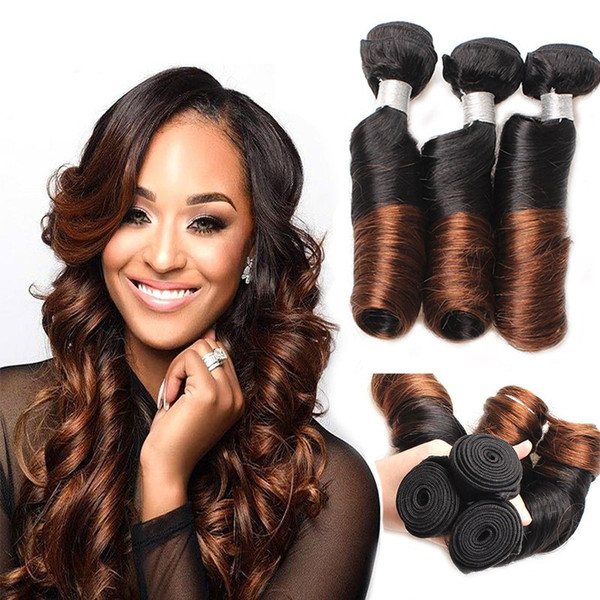 300g Brazilian Ombre Spring Curl Weave Human Hair 3 Bundles Virgin Romance Bouncy Curls Human Hair Weave Unprocessed Funmi Hair Extensions