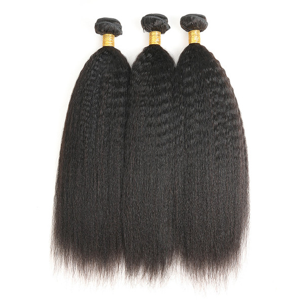 8A 100% Brazilian Unprocessed Virgin Kinky Straight Human Hair Weave 3 Bundles Remy Hair Extensions Natural Color 