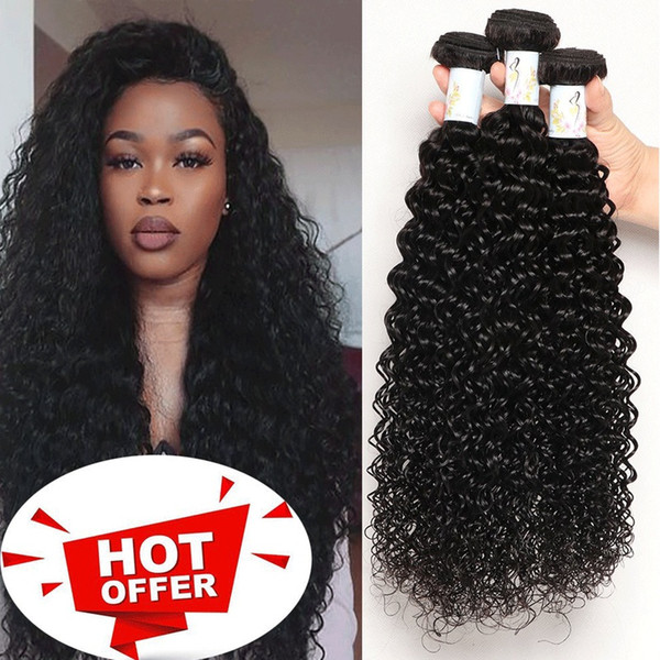 Brazilian Human Hair Bundles Jerry Curly Hair Extensions Natural Black Color 3 Pcs Virgin Hair Bundles can be Dyed 8