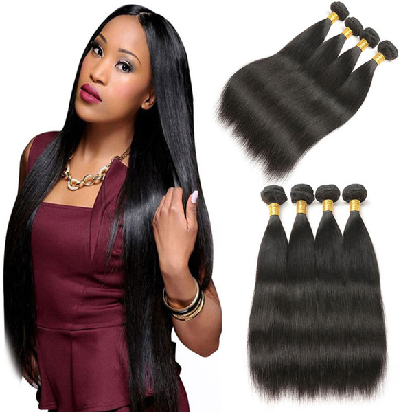 4 Bundles Deal Brazilian Straight Hair Extensions 8-30 Inch Non Remy Human Hair Bundles Brazilian Hair Weave Bundles