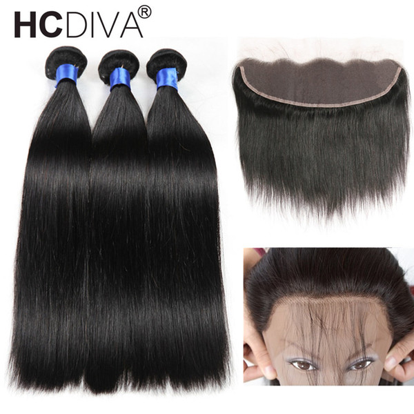 8A Mink Brazilian Straight Hair 13x4 Lace Frontal Closure with Bundles Human Hair with Ear to Ear Lace Frontal Closure Free Part Pre Plucked