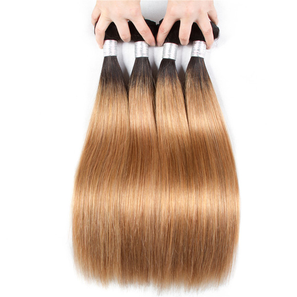 2 Tone Ombre Brazilian Straight Hair Weave Bundles 1B/27 Non Remy Human Hair Extensions 3 Or 4 Bundles Human Hair Extensions Ombre Weaves