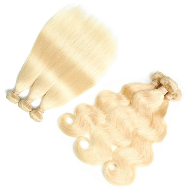Brazilian Virgin Hair 10 Bundles 613 Blonde Human Hair Extensions Straight Body Wave Bundles Peruvian Remy Hair Weave Indian Free Shipping