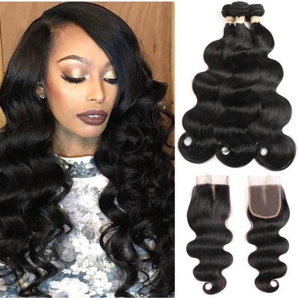 8A Mink Brazilian Body Wave Straight Kinky Curly Water Wave Deep Wave Hair With Lace Closure Malaysian Peruvian Brazilian Hair Weave Bundles