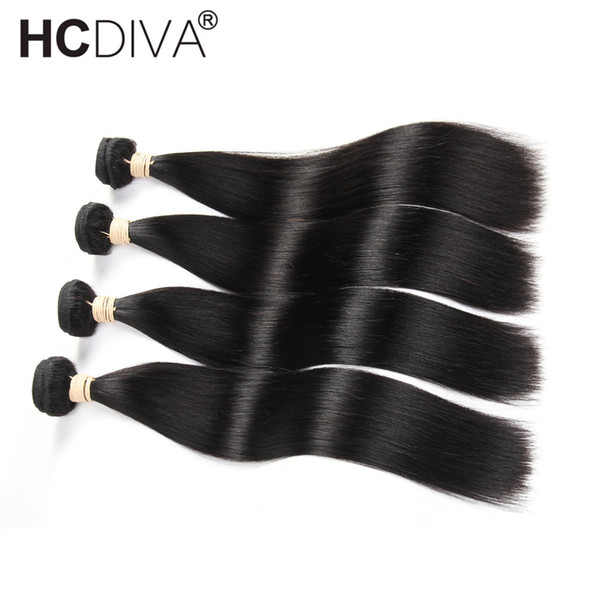HCDIVA 4 Bundles Deal Peruvian Straight Hair Extensions 10-32 Inch Non Remy Human Hair Bundles Peruvian Hair Weave Bundles