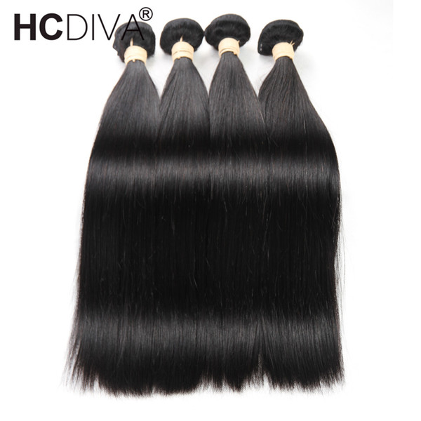 Malaysian Straight Hair 4 Bundles 100% Human Hair Bundles 8-32 inch Brazilian Hair Weave Bundles Non-Remy Extensions HCDIVA