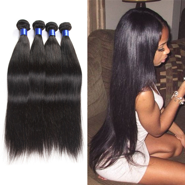 Brazilian Virgin Hair 4 Bundles Cheap Unprocessed 8A Mink Human Hair Weave Wholesale Straight Hair 100g/Bundles Natural Color Close 1B