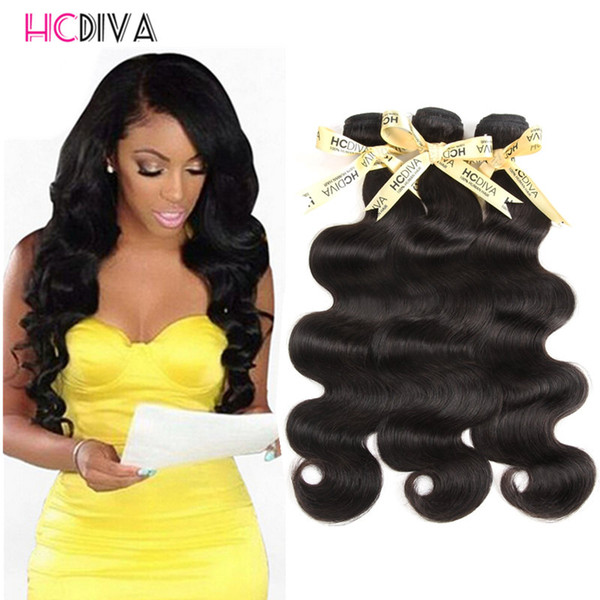 HCDIVA Brazilian Virgin Human Hair Weaves Bundles Unprocessed Brazillian Peruvian Indian Malaysian Body Wave Hair Extensions