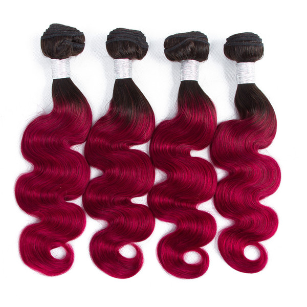 Fashion Lady Per-colored Brazilian Body Wave Hair 3 Bundles 1b/Bug Human Hair Extensions Ombre Non-remy Hair Weave Bundles