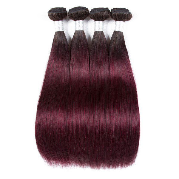 Fashion Lady Per-colored Brazilian Straight Hair 3 Bundles 1b/99j Human Hair Extensions Ombre Non-remy Hair Weave Bundles