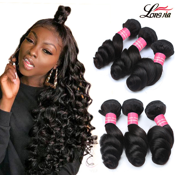 8A Brazilian Loose Wave Hair Bundles Brazilian Loose Wave Human Hair Extensions Indian Peruvian Malaysian Loose Wave virgin Hair 3/4 Bundles