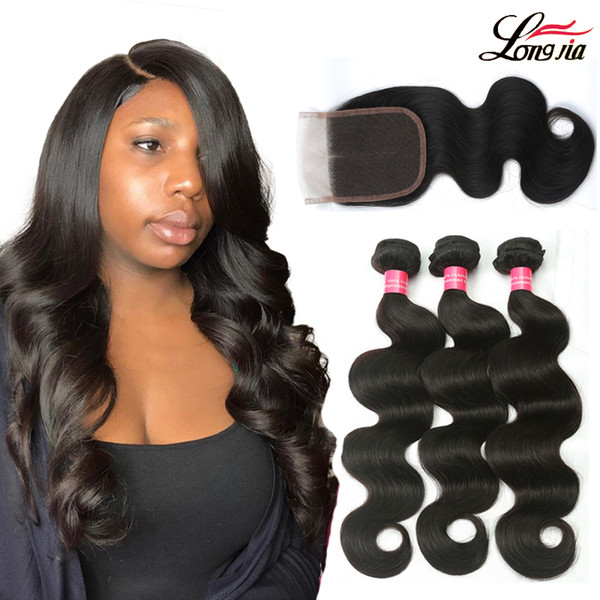 Peruvian body wave hair with closure human hair bundles with lace closure Peruvian virgin human hair extension