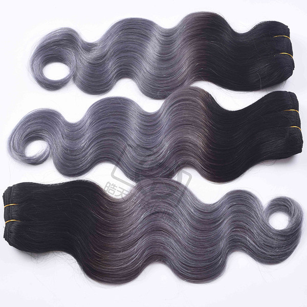 Straight Virgin Human Hair 3/4 Bundles Ombre 1b/gray Peruvian Human Hair Weave Gray Ombre Hair Extensions Non Remy