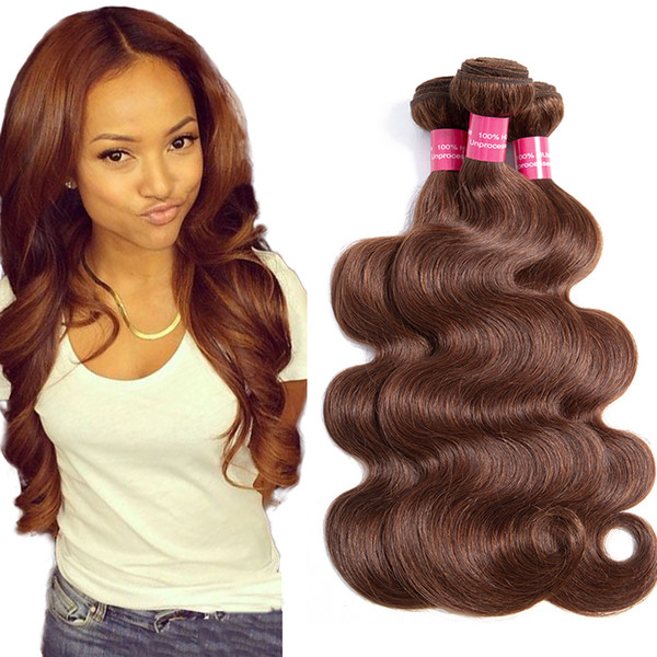Malaysian Body wave colored hair #4 Body Wave human hair weave bundles non remy Malaysian virgin hair weft