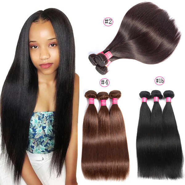 Brazilian Straight Hair Bundles 1B or 2 or 4 color can buy Straight Virgin human hair Extension 100% Human Hair Bundles Non Remy