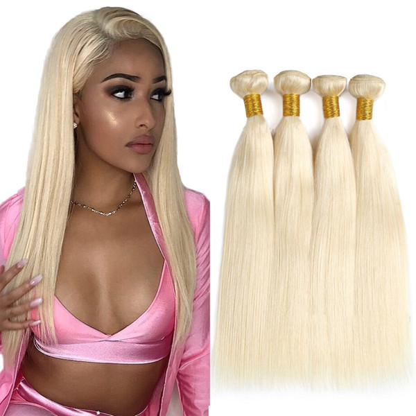 613 Blonde Hair Weaves Peruvian straight human Hair 3 Bundles 100% Honey Straight Non Remy Hair Extensions
