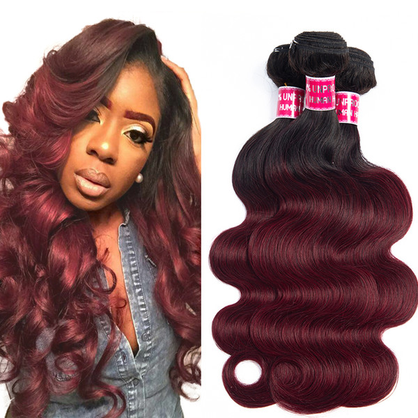 Charmingqueen Malaysian body wave hair bundles 1b/burgundy Malaysian body wave Hair Weave ombre human hair Extension NON remy