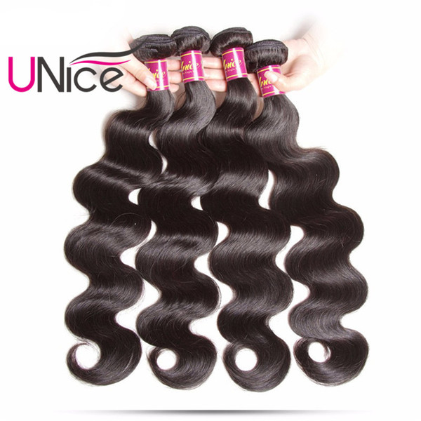 UNice Hair Malaysian Body Wave 4 Bundles 100% Human Hair Extensions Malaysian Virgin Human Hair Bundles Body Wave Weaves Wholesale Bulk