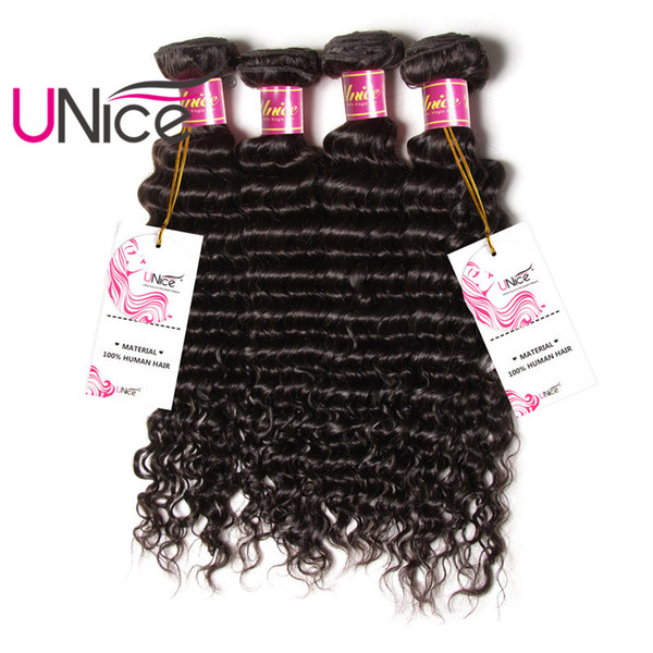 UNice Hair Brazilian Deep Wave 3 Bundles 12-26inch Hair Weaving Unprocessed 100% Human Hair Extension Mix Length Wholesale Weaves