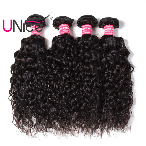 UNice Hair Water Wave Bundles Brazilian Human Hair Bundles Virgin Human Hair Extensions Remy 4 Bundles Cheap Unprocessed Wholesale Nice Weft