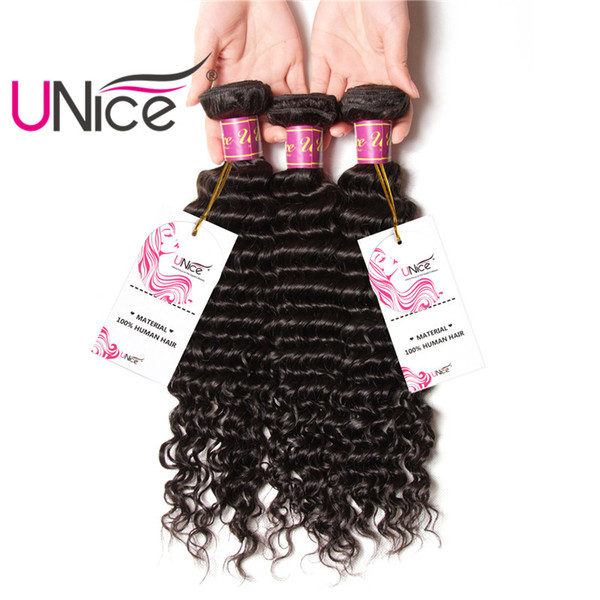 UNice Hair Peruvian Deep Wave 3 Bundles 12-26inch Mix Length Hair Weaving Unprocessed 100% Human Hair Extensions Wholesale Weaves